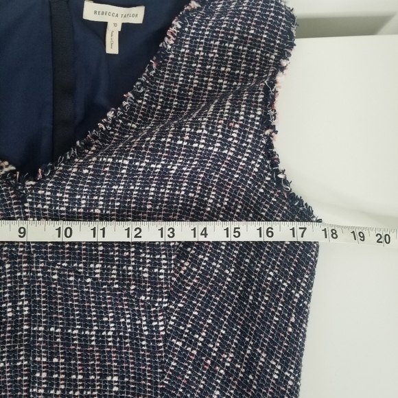 Rebecca Taylor Frayed Trimmed Tweed Fit & Flare Midi Dress Size 10 Preppy Office - Picture 14 of 16